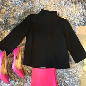 Sexy Back Zipper Slit Ribbed Shirt